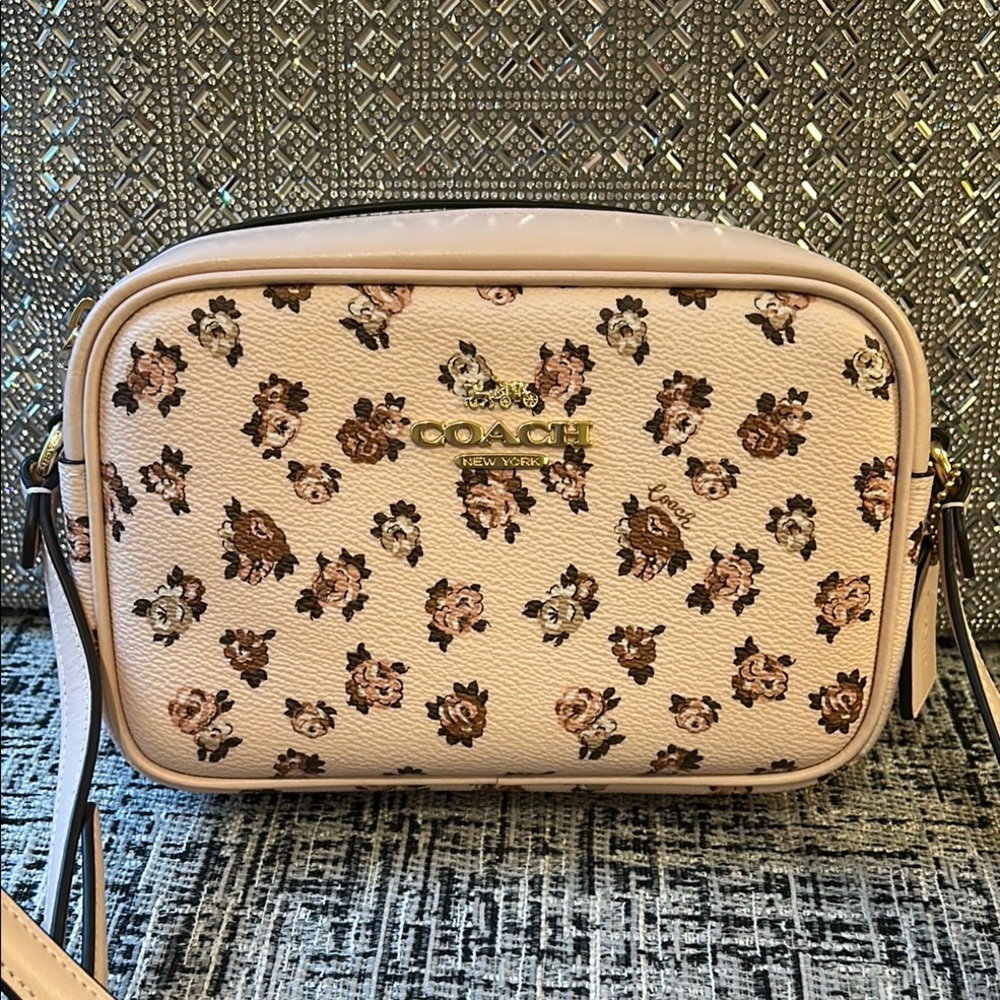 Coach Floral Print Mini Jamie Crossbody Camera Bag in Blush Multi